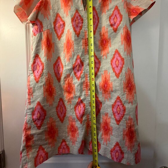 Tahari Arthur S. Levine Petite Ikat Print Short Sleeve Dress — Size 12P - Picture 5 of 7
